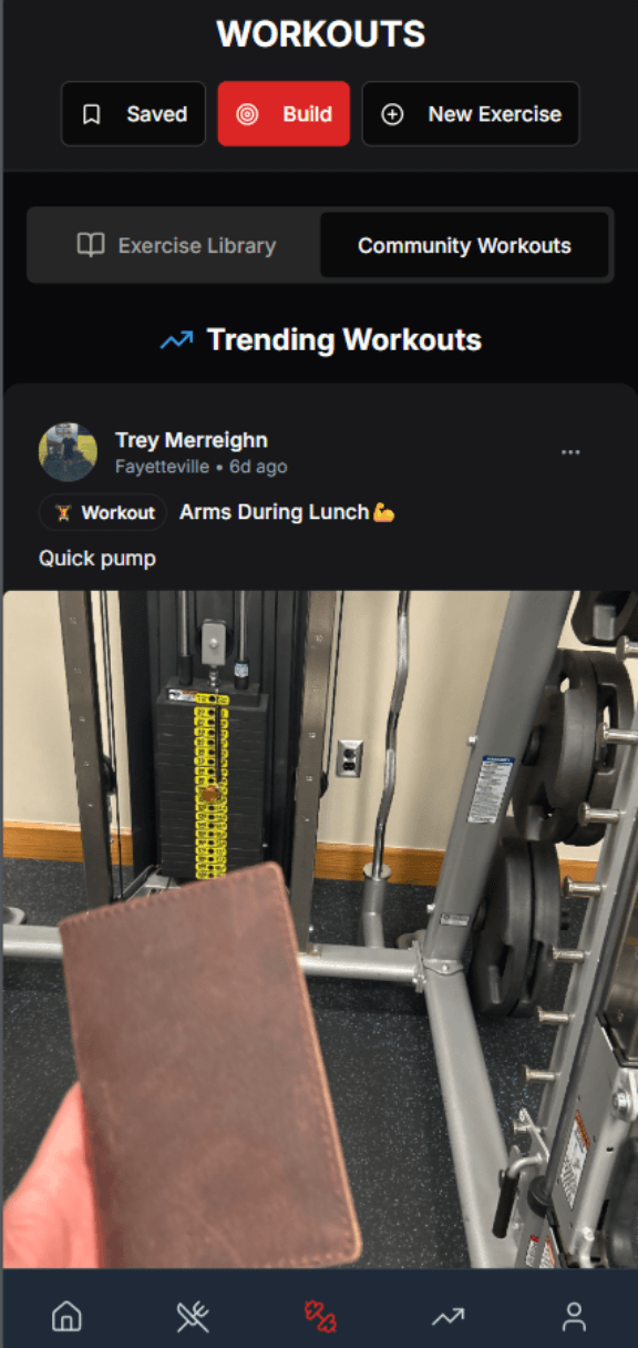 Kratos Workouts Screen